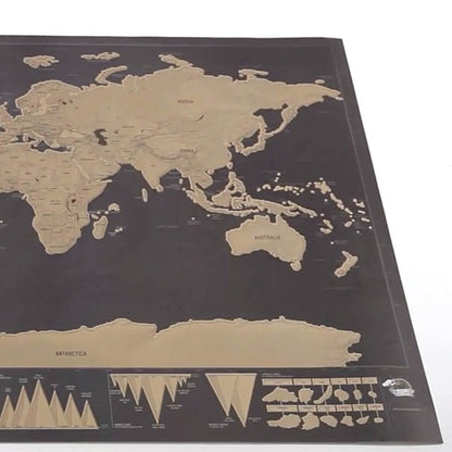 Free shipping Deluxe Black Scratch Off Map World