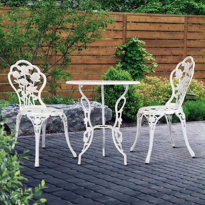 Gardeon Outdoor Furniture Chairs Table 3pc Aluminium Bistro White