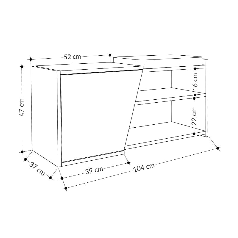 Shoe Rack THERNA Anthracite - Oak 104x37x47cm