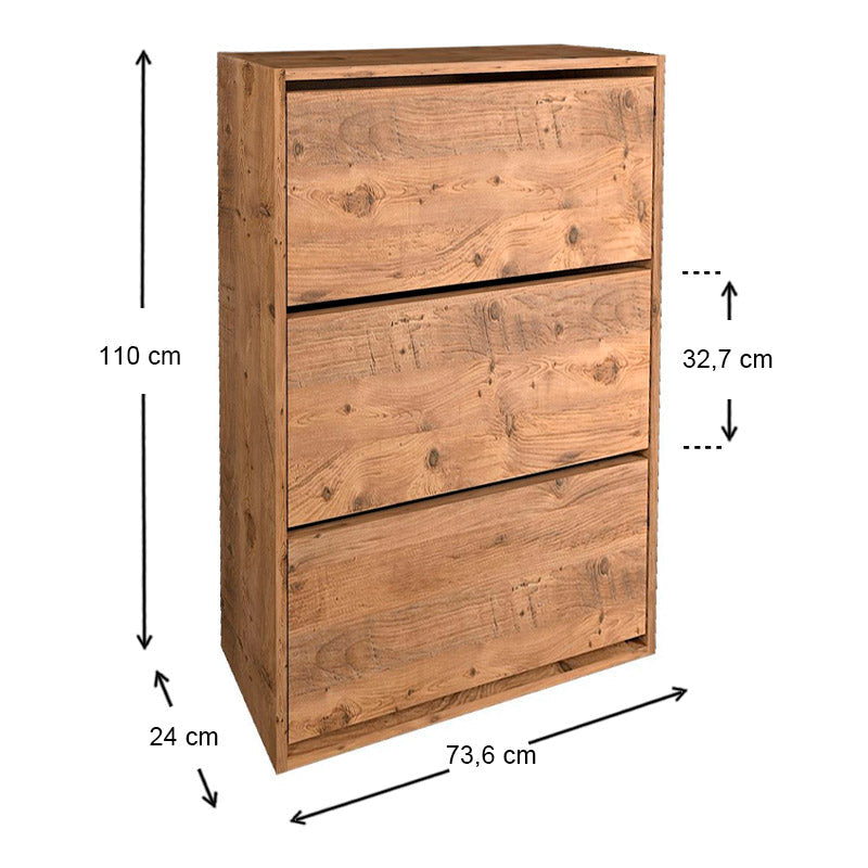 Shoe Rack PARTIA 18 pairs Pine Oak