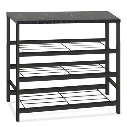 Shoe Rack BIANCA 9 pairs Black Marble Effect 65x30x67cm