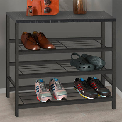 Shoe Rack BIANCA 9 pairs Black Marble Effect 65x30x67cm