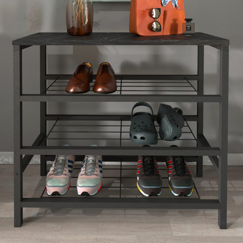 Shoe Rack BIANCA 9 pairs Black Marble Effect 65x30x67cm