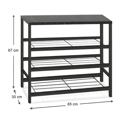 Shoe Rack BIANCA 9 pairs Black Marble Effect 65x30x67cm