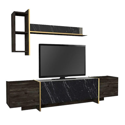 TV Furniture Set MICHA melamine Black Marble Effect