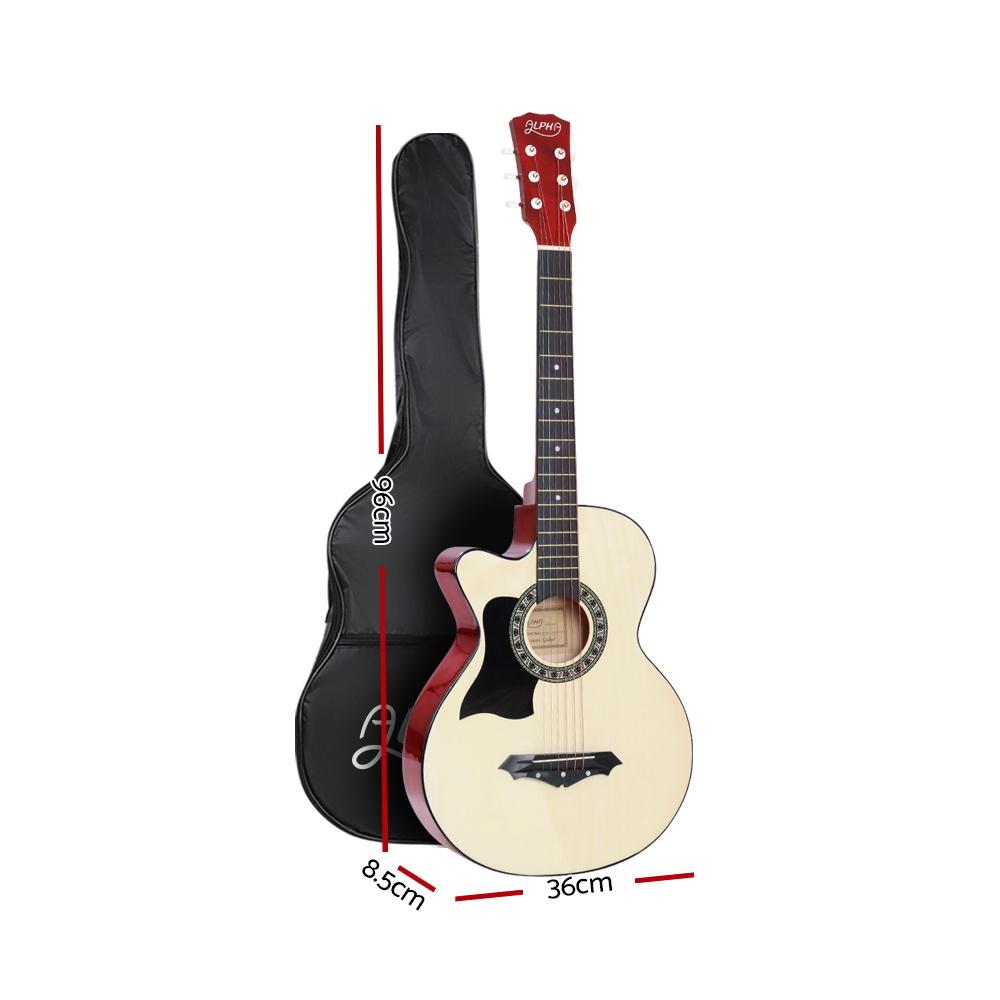 ALPHA 38 Inch Wooden Acoustic Guitar Left handed with Accessories set