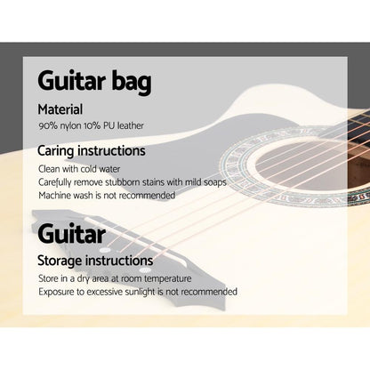 ALPHA 38 Inch Wooden Acoustic Guitar Left handed with Accessories set