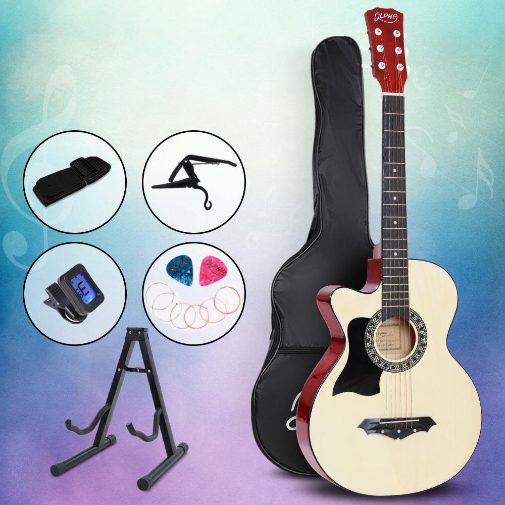 ALPHA 38 Inch Wooden Acoustic Guitar Left handed with Accessories set
