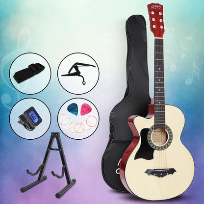 ALPHA 38 Inch Wooden Acoustic Guitar Left handed with Accessories set