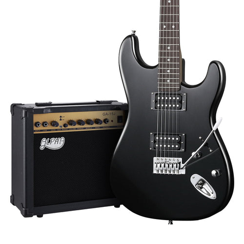 Alpha Electric Guitar And AMP Music String Instrument Rock Black Carry