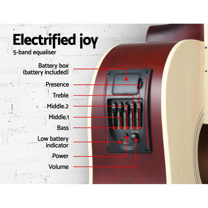 Alpha 41" Inch Electric Acoustic Guitar Wooden Classical EQ With