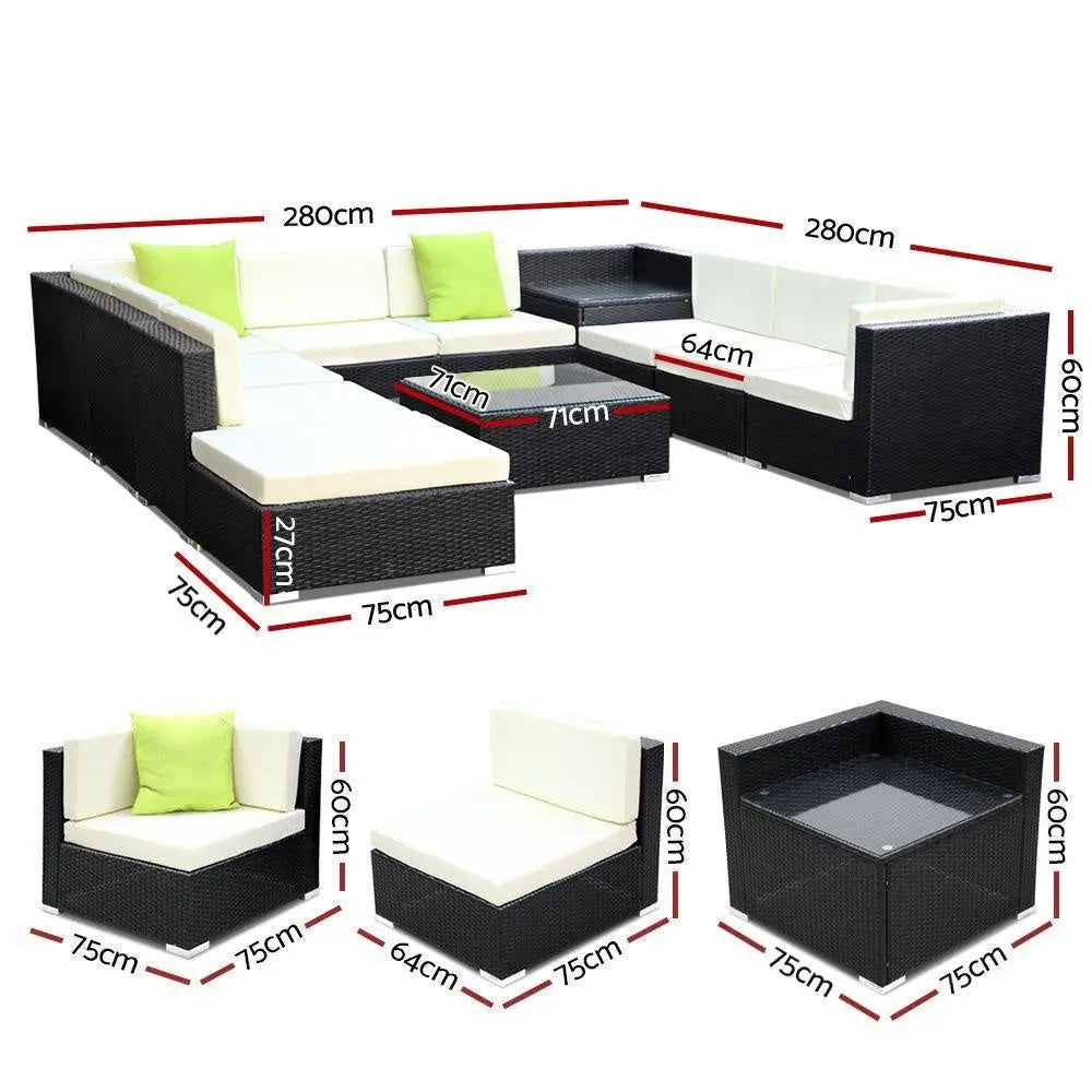 Gardeon 11PC Outdoor Furniture Sofa Set Wicker Garden Patio Lounge Secondary image