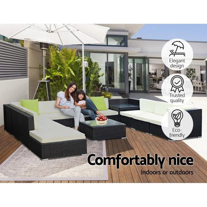 Gardeon 12PC Sofa Set with Storage Cover Outdoor Furniture Wicker