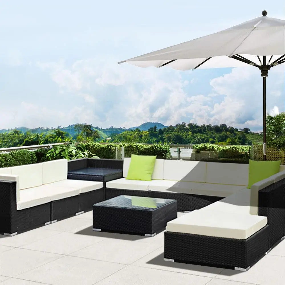 Gardeon 12PC Sofa Set with Storage Cover Outdoor Furniture Wicker