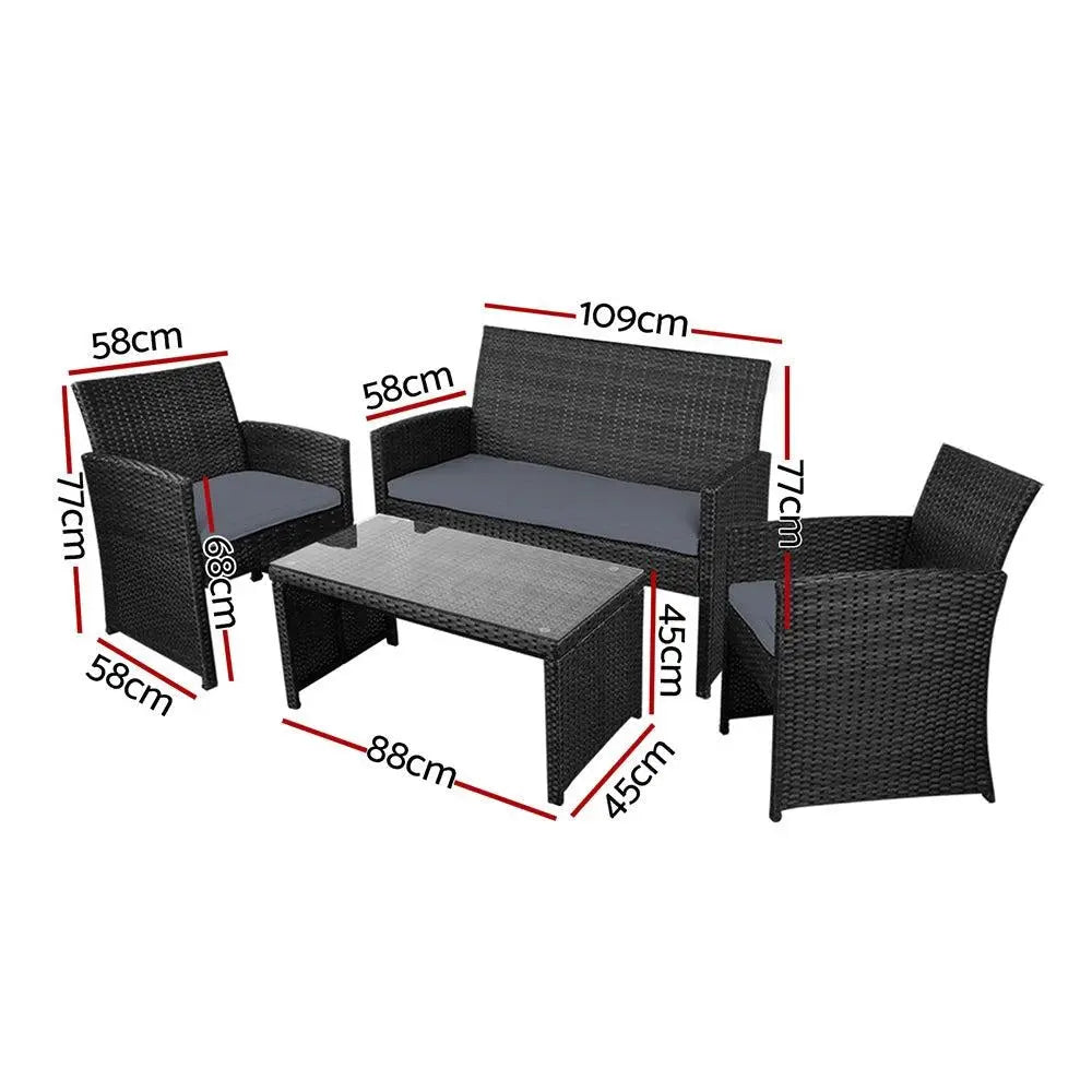 Gardeon Garden Furniture Outdoor Lounge Setting Wicker Sofa Set