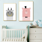 Giraffe Cattle Canvas Painting Nursery Wall