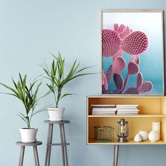 Abstract Nordic Wall Art Pastel Cactus On