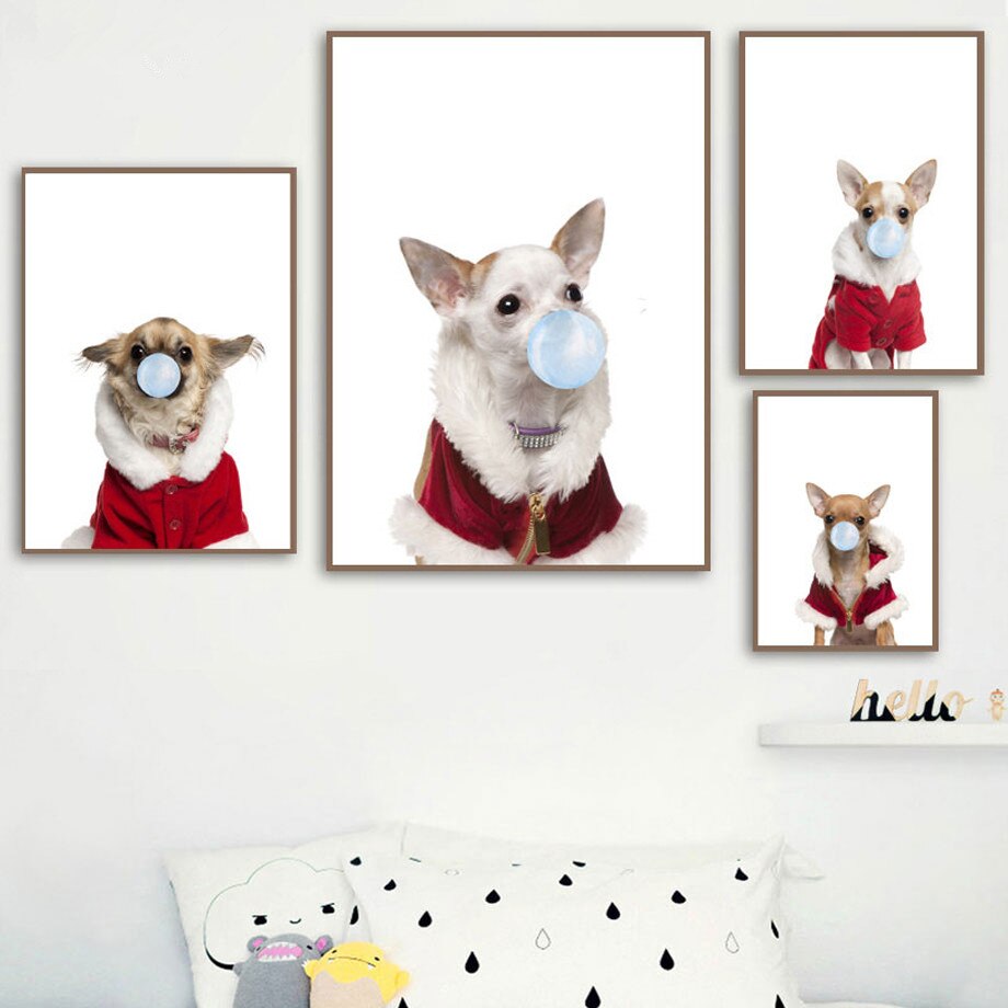 Dog Coat Blue Bubble Animals Wall Art Main image