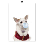 Dog Coat Blue Bubble Animals Wall Art
