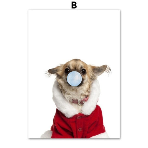 Dog Coat Blue Bubble Animals Wall Art