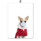 Dog Coat Blue Bubble Animals Wall Art