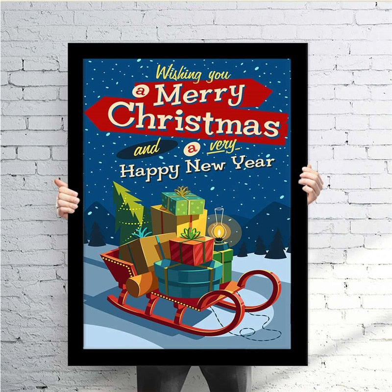 Watercolor Merry Christmas Art Poster