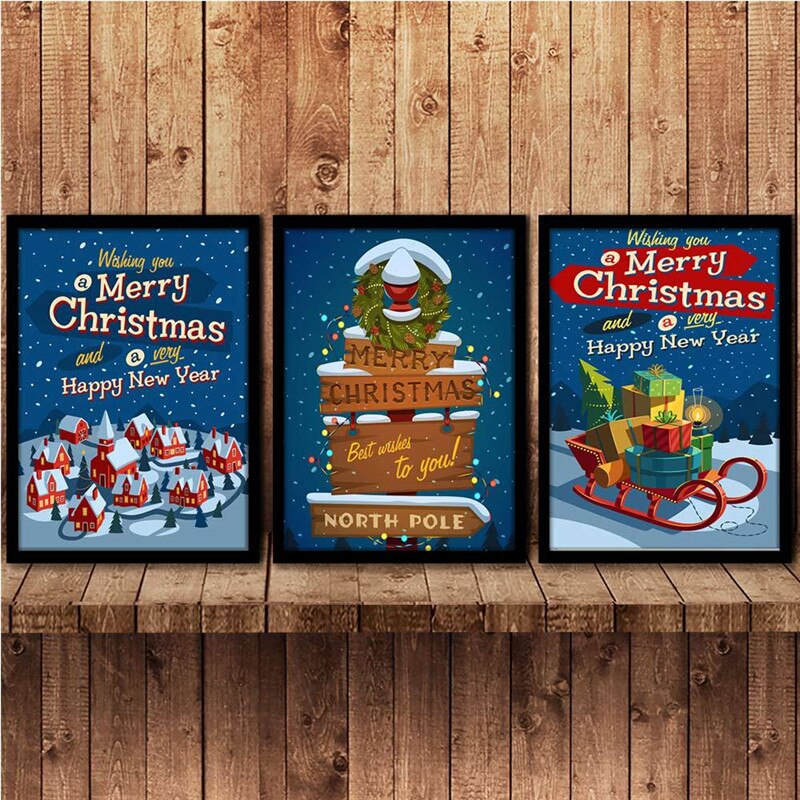 Watercolor Merry Christmas Art Poster