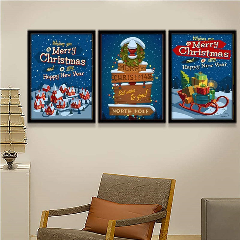 Watercolor Merry Christmas Art Poster