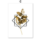 Golden Plant Palm Leaf Pineapple Quotes Wall Art