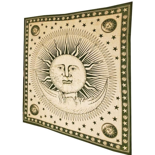 Divine Sun & Celestial Crescent Moon Tapestry with Self Design Artwork