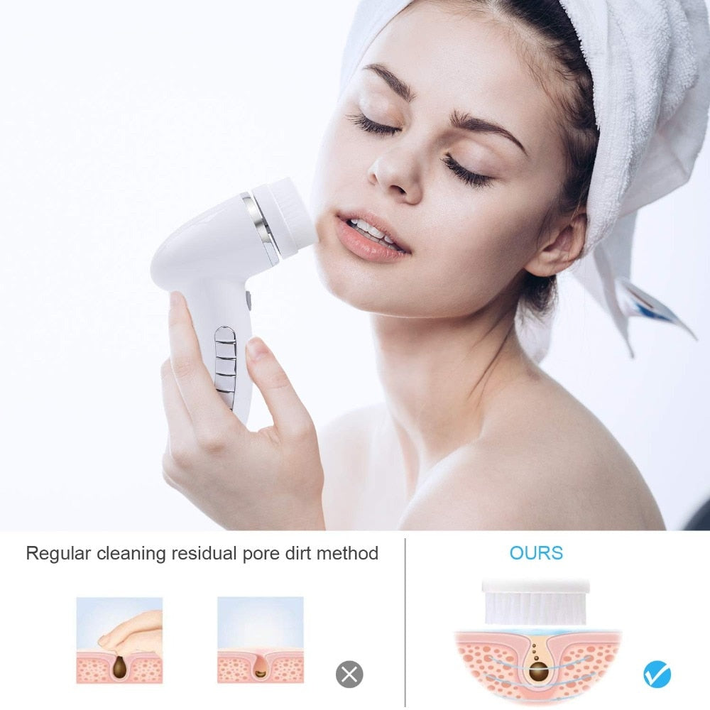 4 In 1 Electric Women Safe Wash Facial Cleansing Brush IPX6 USB Female