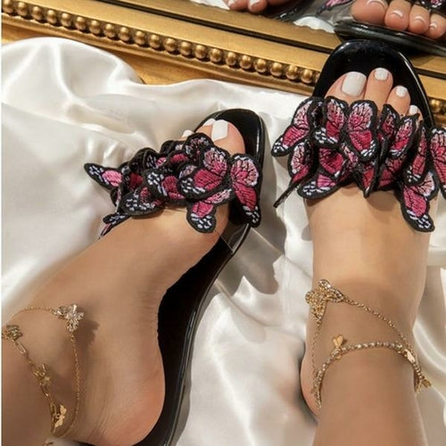 2021 Summer Slippers Fashion Butterfly Flat Sandals for Outdoor