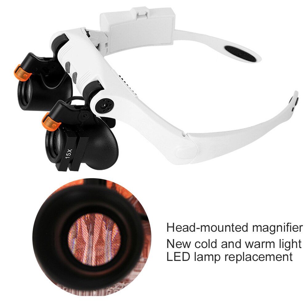 Magnifier Glass Adjustable Double Light Loupe Microscopes Jewelery