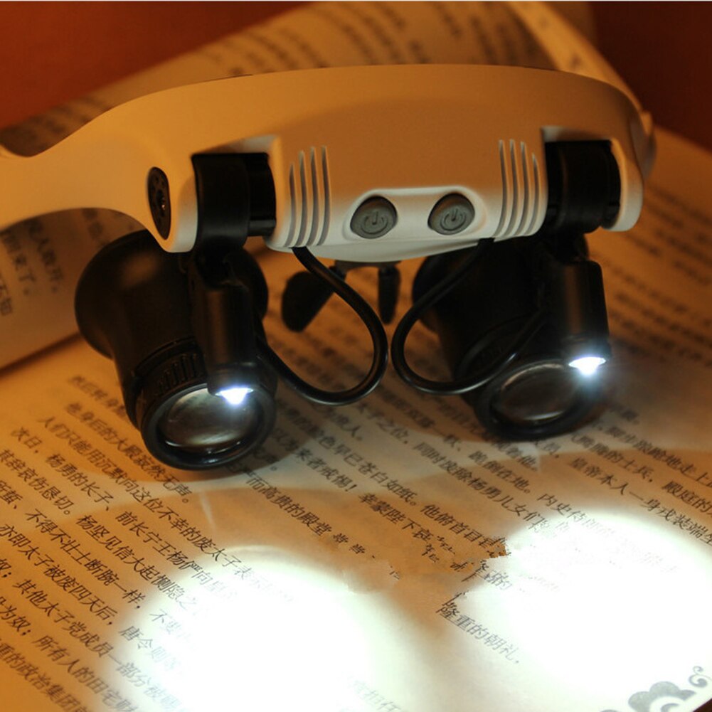 Magnifier Glass Adjustable Double Light Loupe Microscopes Jewelery