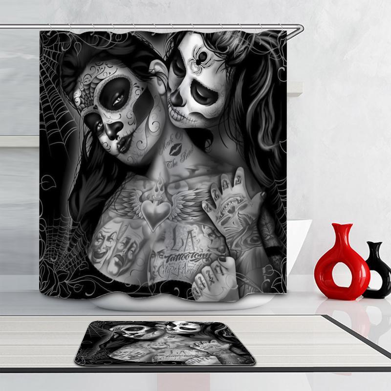 Skull Face Ladies Shower Curtain Main image