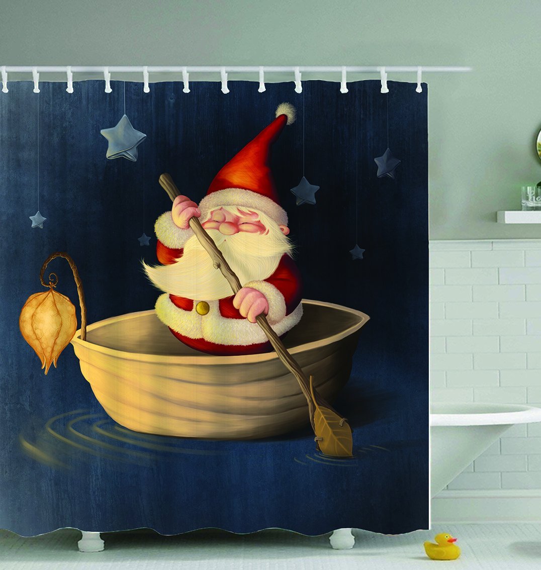 Santa Is Paddling Shower Curtain Main image