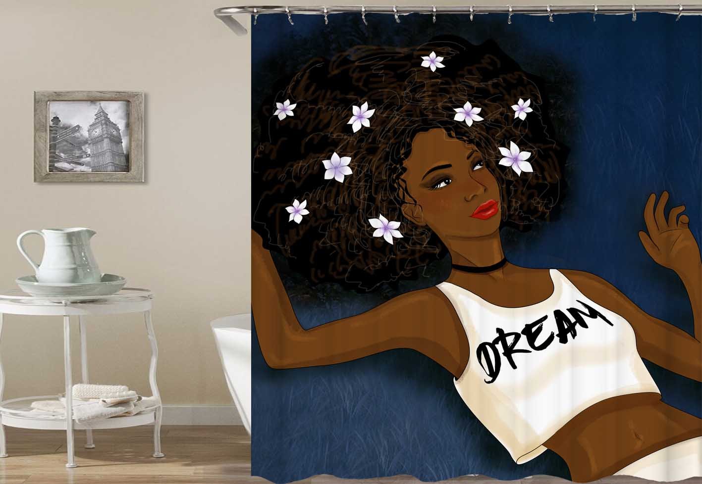 Dreamy Afro Girl Shower Curtain Main image