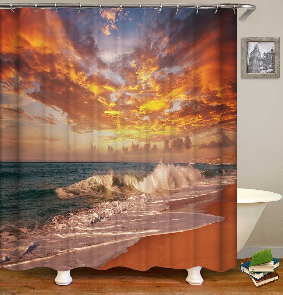 Sunset Skies Over The Ocean Shower Curtain Main image