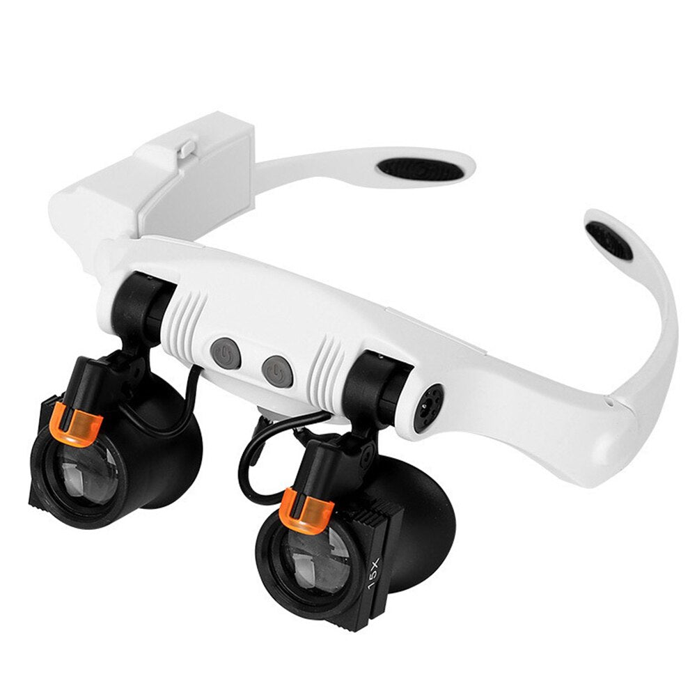 Magnifier Glass Adjustable Double Light Loupe Microscopes Jewelery