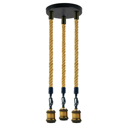 Hemp Rope 3 Head Pendant Ceiling Light Retro Lamp~1931