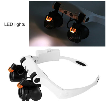 Magnifier Glass Adjustable Double Light Loupe Microscopes Jewelery