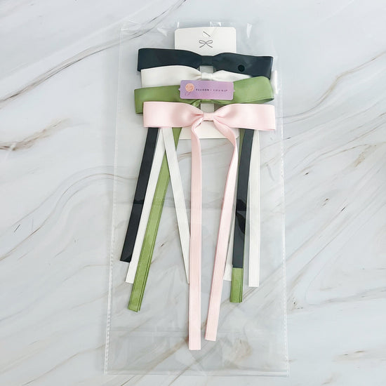 Ballerina Slim Bow Hair Clip Set Of 4