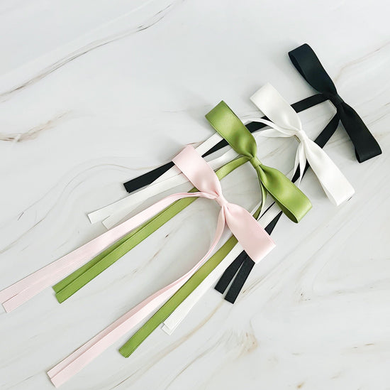 Ballerina Slim Bow Hair Clip Set Of 4