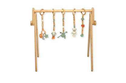 Montessori Baby Gym & Hanging Toys Set | Wooden Play Gym for Babies -
