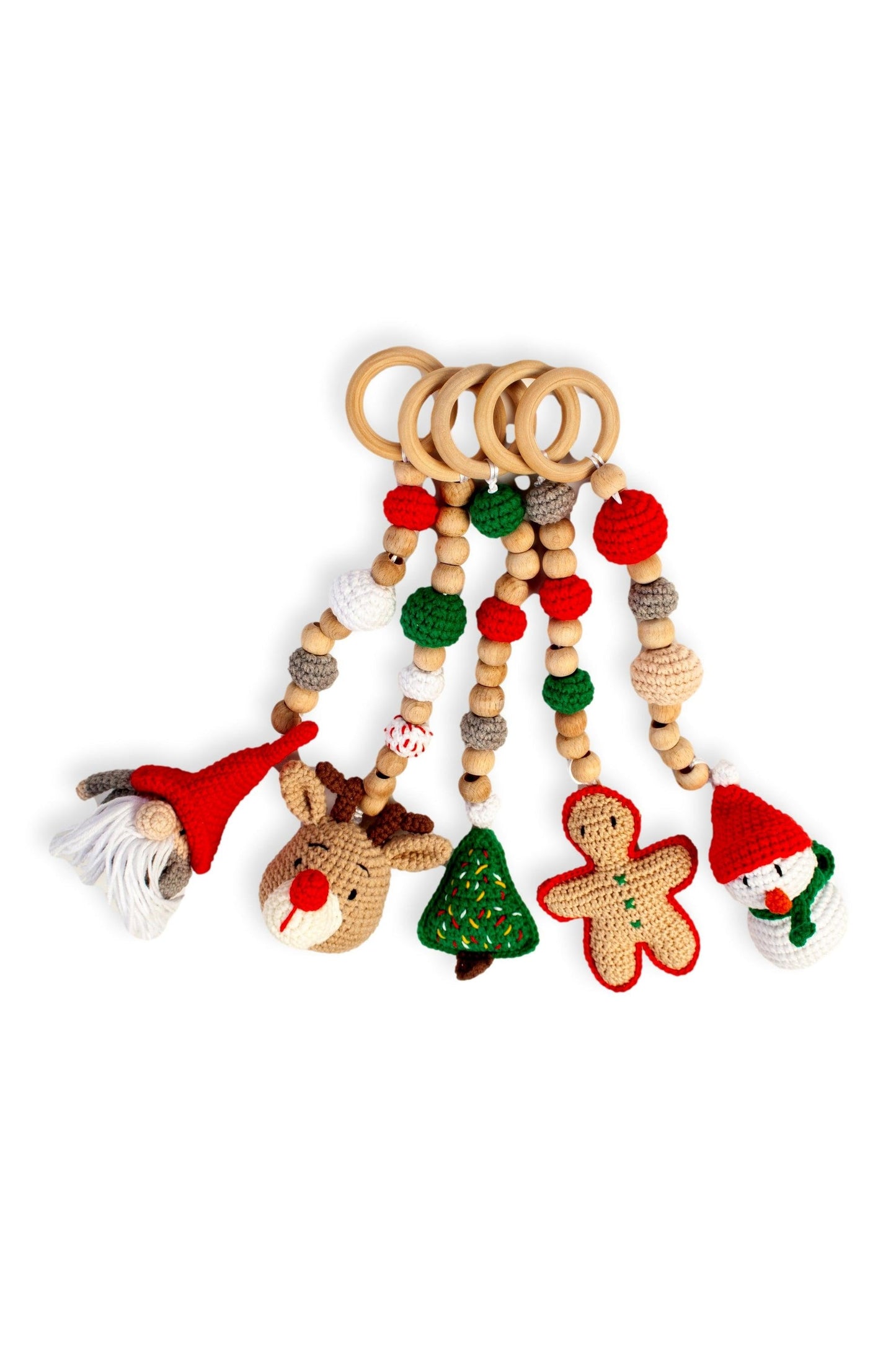 Montessori Baby Gym & Hanging Toys Set | Wooden Play Gym for Babies -