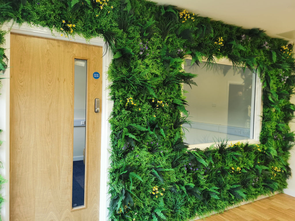 Flame Resistant Artificial Green Wall Hedge Panel 100 x 100cm