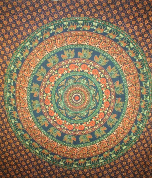 Dark Blue Kaleidoscope Mandala Flowers & Animals Tapestry Secondary image