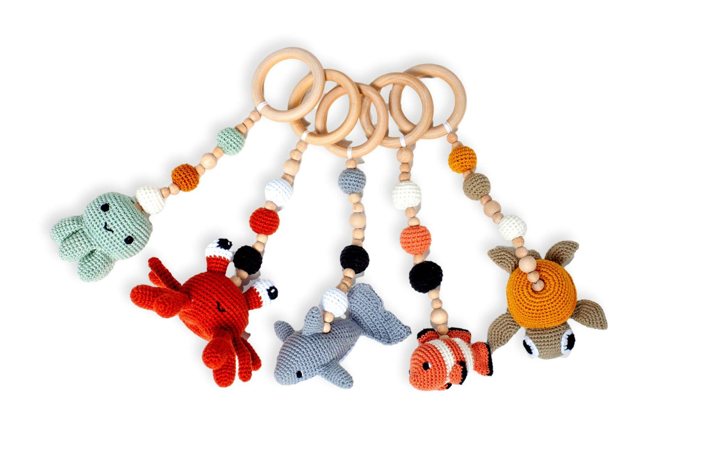 Montessori Baby Gym & Hanging Toys Set | Wooden Play Gym for Babies -