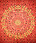 Vibrant Peacock Mandala Tapestry