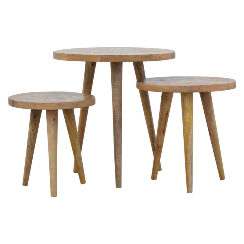 Set of 3 Nesting Tables with Patchwork Patterned Tops Main image